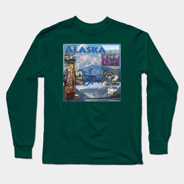 Alaska Collage Long Sleeve T-Shirt by JEAndersonArt